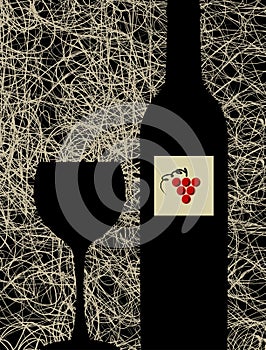 Modern wine glass and bottle menu background