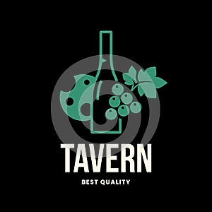 Modern wine vector logo sign for tavern, restaurant, house, shop, store, club and cellar isolated on black background