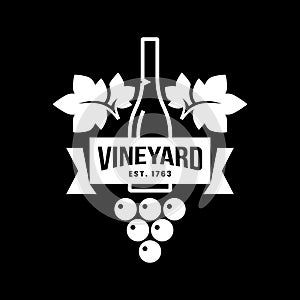 Modern wine vector logo sign for tavern, restaurant, house, shop, store, club and cellar isolated on black background