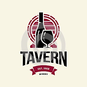 Modern wine vector logo sign for tavern, restaurant, house, shop, store, club and cellar isolated on light background