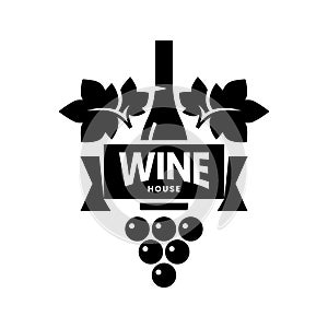Modern wine vector logo sign for tavern, restaurant, house, shop, store, club and cellar isolated on white background