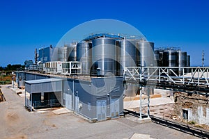 Modern winery. Stainless steel barrels for wine fermentation