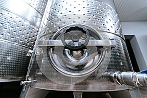 Modern winery with stell barrels.