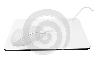 Modern wired optical mouse and pad isolated