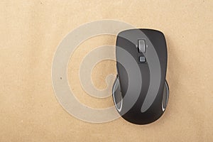 Modern wireless computer mouse. Space for text
