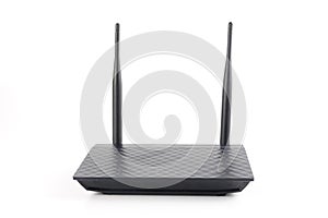 Modern wireless internet router isolated on white background.