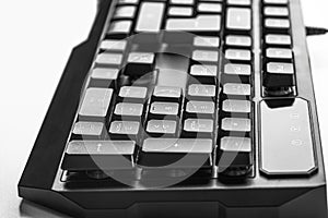 Modern wireless keyboard on white .