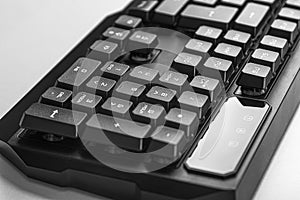 Modern wireless keyboard on white .