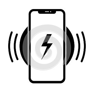 Modern wireless mobile round charger icon vector