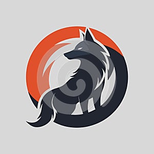 A modern wolf logo displayed against a gray background, A sleek and modern