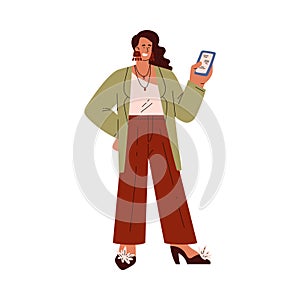 Modern woman with smartphone vector illustration