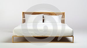 Modern Wood And Brass Bed With Digital Minimalism Style