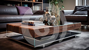 Modern Wood And Glass Coffee Table Inspired By Tamron Sp 70-200mm F2.8 Di Vc Usd G2 photo