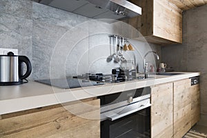 Modern wood kitchen counter