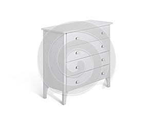 Modern wooden chest of drawers on white background