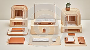 Modern Wooden Tech Accessories Display