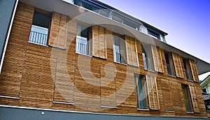 Modern wooden house facade photo