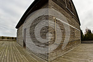 Modern wooden house facade made of horizontal planks