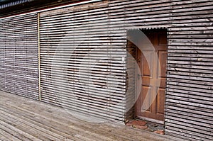 Modern wooden house facade made of horizontal planks
