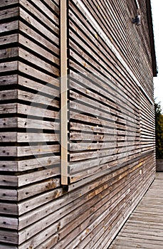 Modern wooden house facade made of horizontal planks