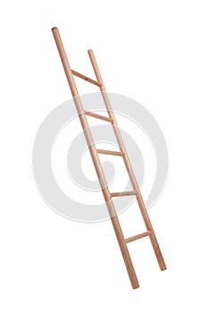 Modern wooden ladder isolated. Construction tool