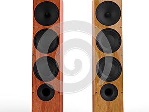 Modern wooden speakers - closeup - front view