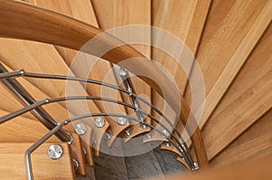 Modern wooden spiral stairs