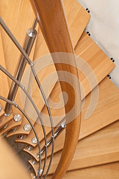 Modern wooden spiral stairs