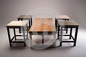 Modern wooden table studio shot on white background