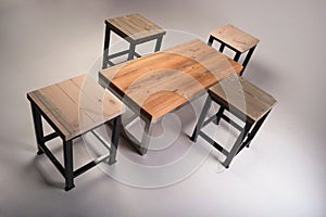 Modern wooden table studio shot on white background