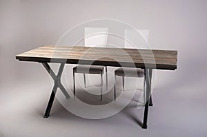 Modern wooden table studio shot on white background