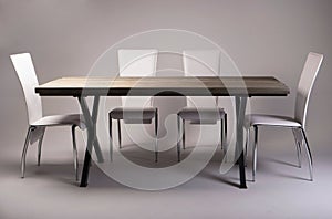 Modern wooden table studio shot on white background