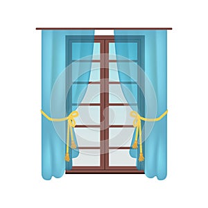 Modern Wooden Window, Colorful Vector Illustration