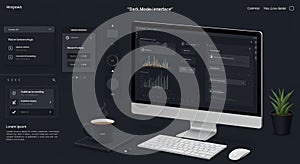 Modern workspace with a computer monitor displaying a 