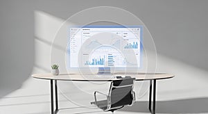 Modern Workspace with Data Analytics Dashboard
