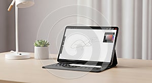 Modern Workspace with Digital Tablet for Creative Design