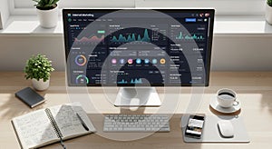 Modern workspace featuring a computer monitor