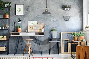 Modern workspace interior of artist