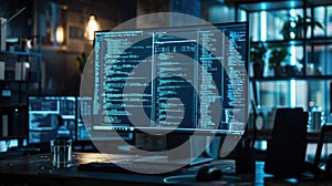 The computer coding setup.AI generated image