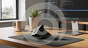 Modern workspace setup with coding environment