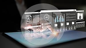 Futuristic Interface Presentation with Artificial Intelligence Data Analytics and Security Features for Business and