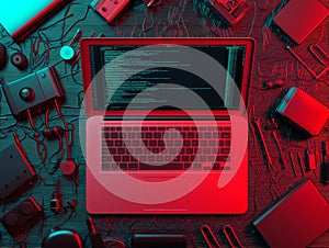 Modern Workspace with Technology and Code Display