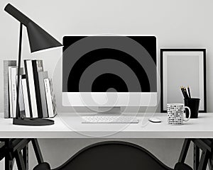 Modern workspace template mock up background photo