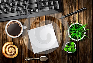 Modern workspace vector set with stationery