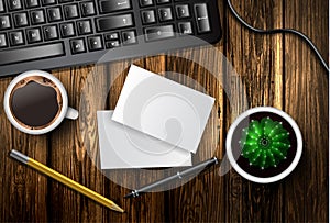 Modern workspace vector set with stationery