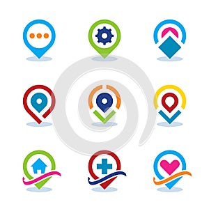 Modern World App Map Locator Social Internet Community Position Flat Icon. EPS10