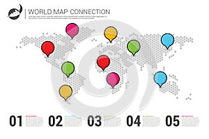 Modern world map connection concept. Infographic template