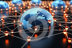 Modern world technology background visualizing the global network connection