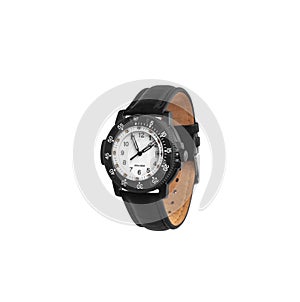 Modern wrist mechanical watch isolate on a white background. Men`s watch for sports and everyday wear.