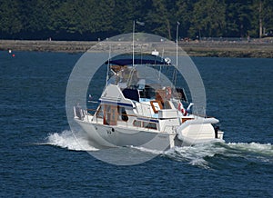 Modern yacht sailing in sea